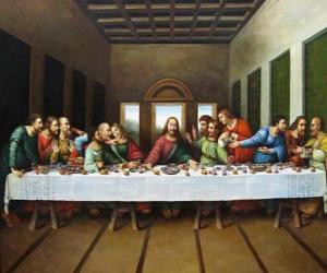 Puzzle Το δείπνο του Κυρίου ή Μυστικού Δείπνου - Ιησούς συλλέγονται με αποστόλους του για το βράδυ της Μεγάλης Πέμπτης